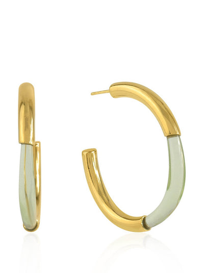 Shyla Jewellery Chunky hoops in Soft Green at Collagerie