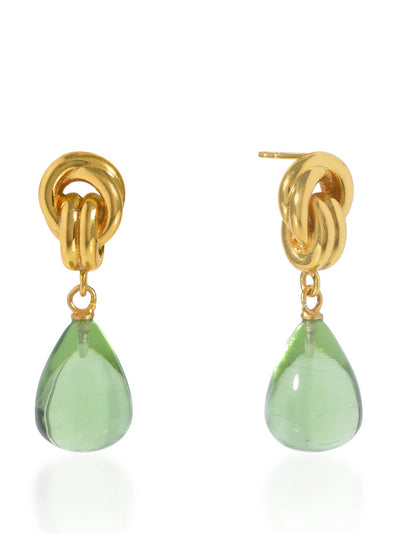 Shyla Jewellery Soft green chunky knot earrings at Collagerie