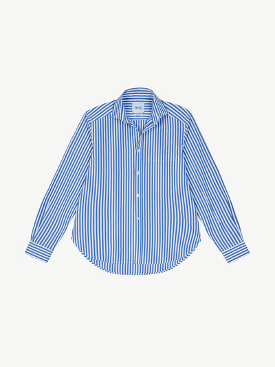 With Nothing Underneath The Royal Blue Stripe fine poplin Classic shirt at Collagerie