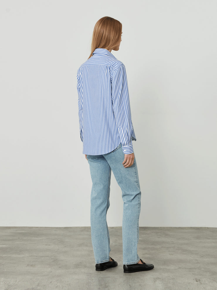 The Royal Blue Stripe fine poplin Classic shirt Clothing With Nothing Underneath    - Collagerie