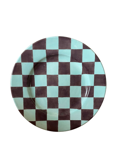 Silo Studio Checkmate plate, mint and purple at Collagerie