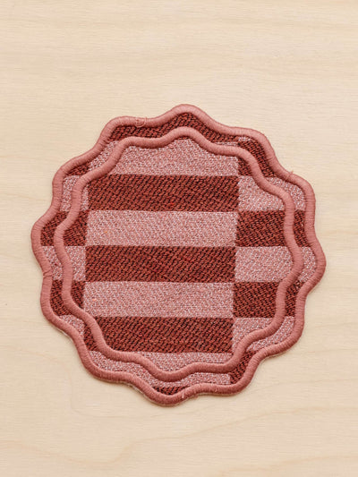 TBCo Cotton coasters in rose checkerboard, set of 2 at Collagerie