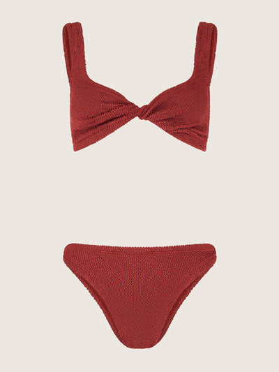 Hunza G Metallic rosewood coverage Juno bikini at Collagerie