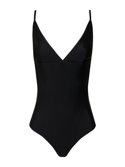 Matteau Black crossback plunge maillot at Collagerie