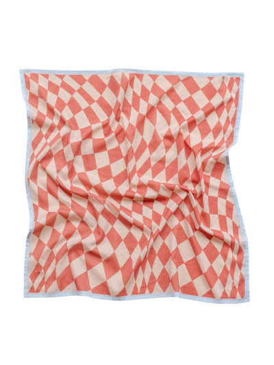 TBCo Apricot checkerboard cotton scarf at Collagerie