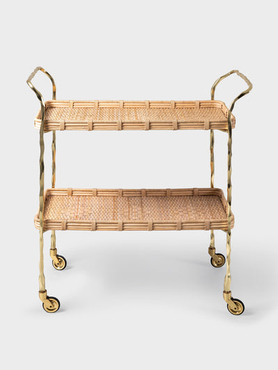 Cabana Viya cane and brass bar cart at Collagerie