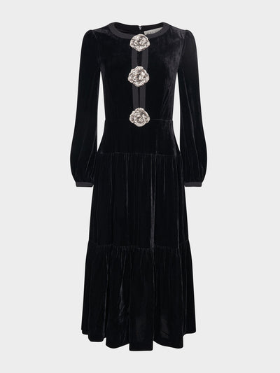 Saloni Camille bows dress in black crystal rose at Collagerie