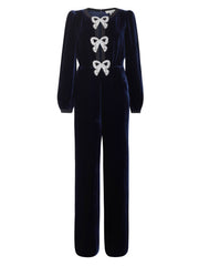 Embellished navy velvet Camille jumpsuit