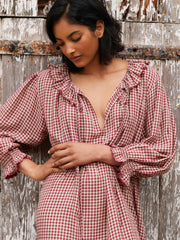 Rust gingham Carey nightdress  If Only If    - Collagerie