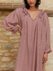 Rust gingham Carey nightdress  If Only If    - Collagerie