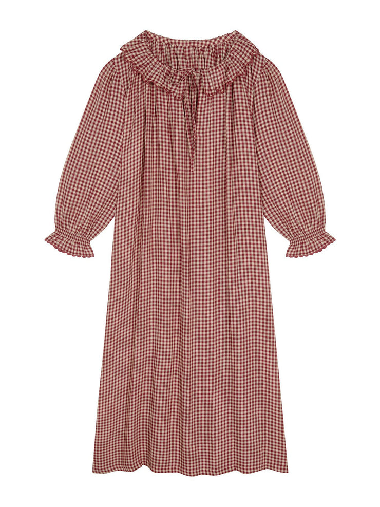 Rust gingham Carey nightdress  If Only If S2 (UK 18-24)   - Collagerie