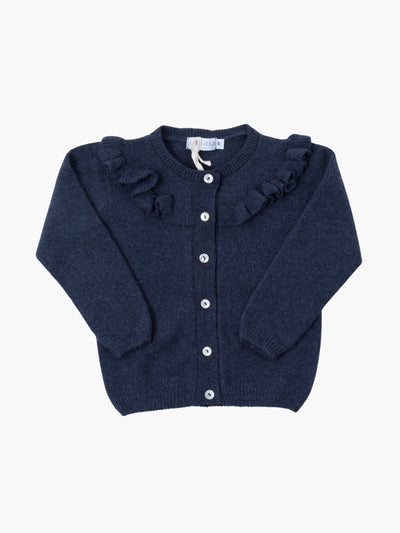 Amaia Navy Carla ruffle cardigan at Collagerie