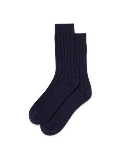 Bedfolk Men's navy cashmere sock at Collagerie