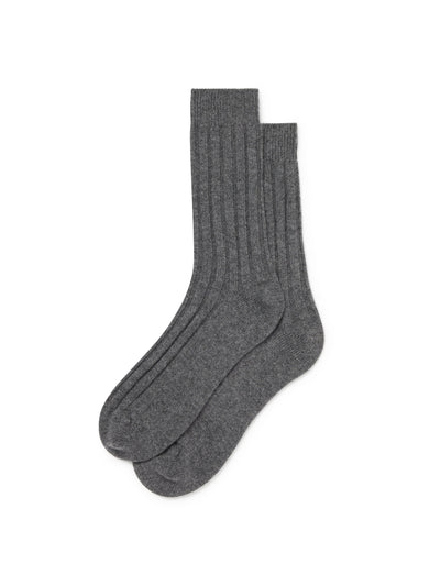 Bedfolk Men’s cashmere socks in Slate at Collagerie
