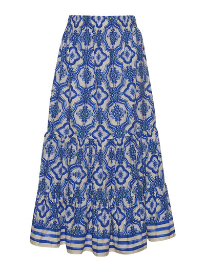 Cara Cara Chase skirt in Belle Tile Blue at Collagerie