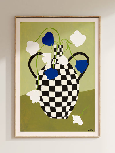 Rose England London Checkerboard Vase fine art print at Collagerie