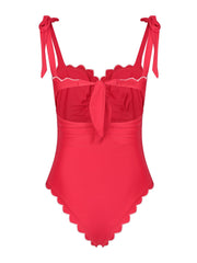 Florentine swimsuit in cherry scallop Swimwear Paper London    - Collagerie