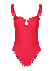 Florentine swimsuit in cherry scallop Swimwear Paper London    - Collagerie