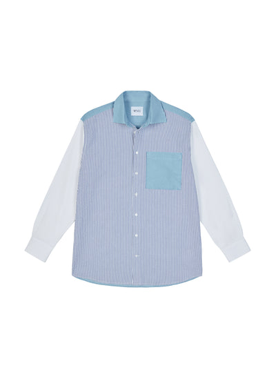 With Nothing Underneath Chessie chambray, blue patchwork shirt at Collagerie