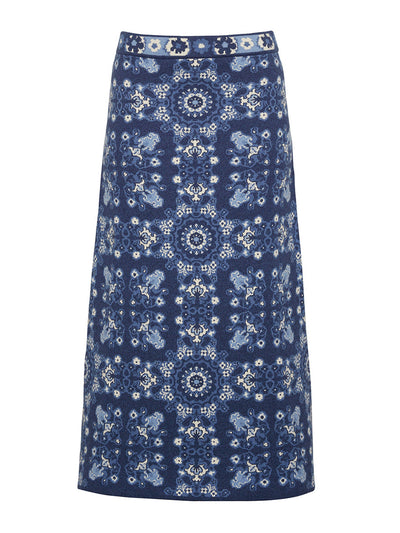 Cara Cara Blue rita tile Clara skirt at Collagerie