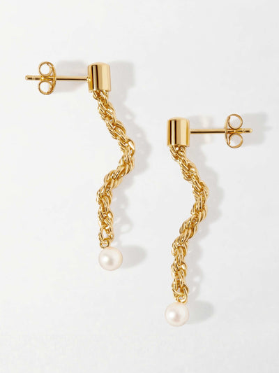 Edge of Ember Coastal rope drop pearl earrings at Collagerie