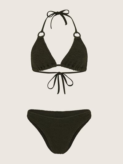 Hunza G Metallic khaki Eva bikini at Collagerie