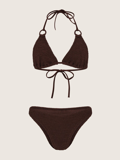 Hunza G Metallic chocolate Eva bikini at Collagerie