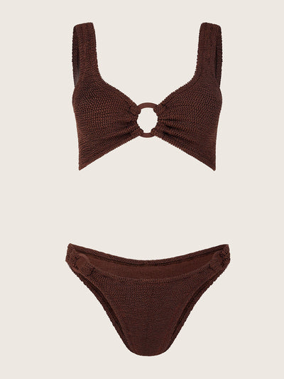 Hunza G Metallic chocolate Hallie bikini at Collagerie