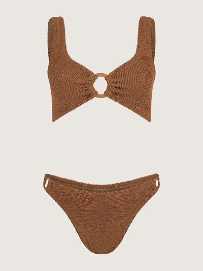 Hunza G Metallic cocoa Hallie bikini at Collagerie