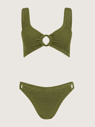 Hunza G Metallic moss Hallie bikini at Collagerie