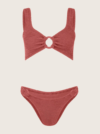 Hunza G Metallic rosewood Hallie bikini at Collagerie