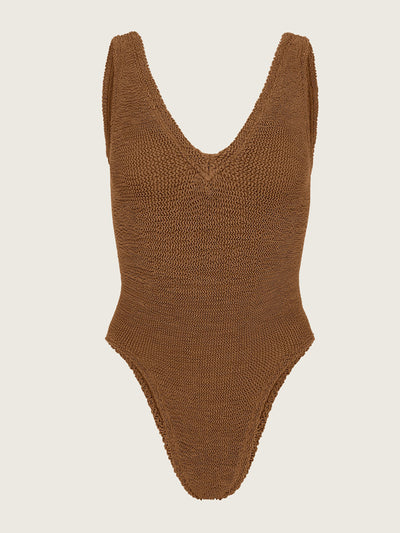 Hunza G Metallic cocoa Sadie swimsuit at Collagerie