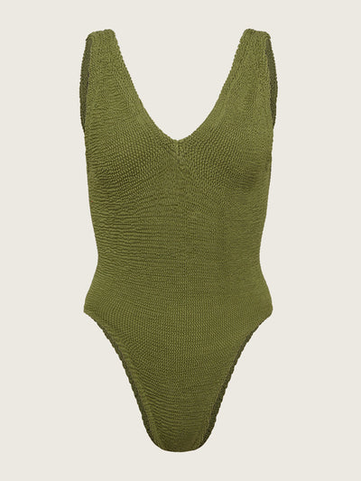 Hunza G Metallic moss Sadie swimsuit at Collagerie