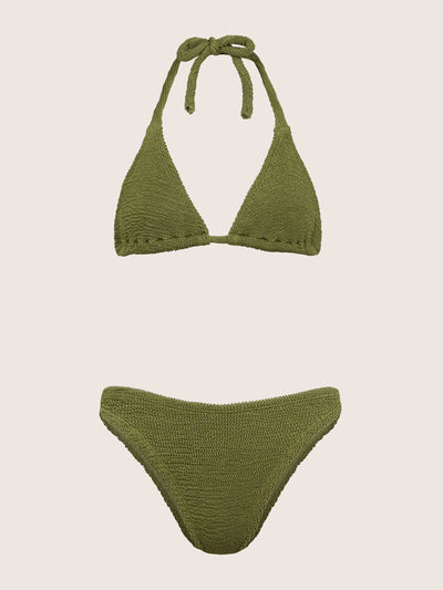 Hunza G Metallic moss Tammy bikini at Collagerie
