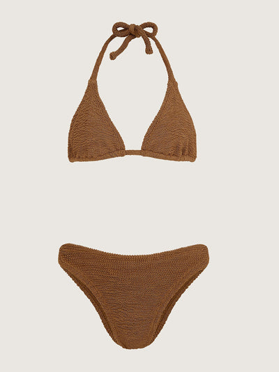 Hunza G Metallic cocoa Tammy bikini at Collagerie