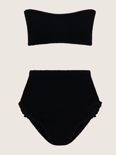Hunza G Black Tracey frill bikini at Collagerie
