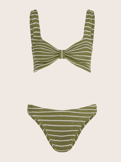 Hunza G Metallic moss and white Bonnie bikini at Collagerie