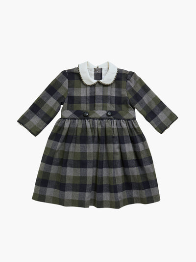 Amaia Navy tartan Corneta dress at Collagerie