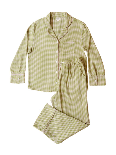 TBCo Olive houndstooth cotton pyjamas at Collagerie