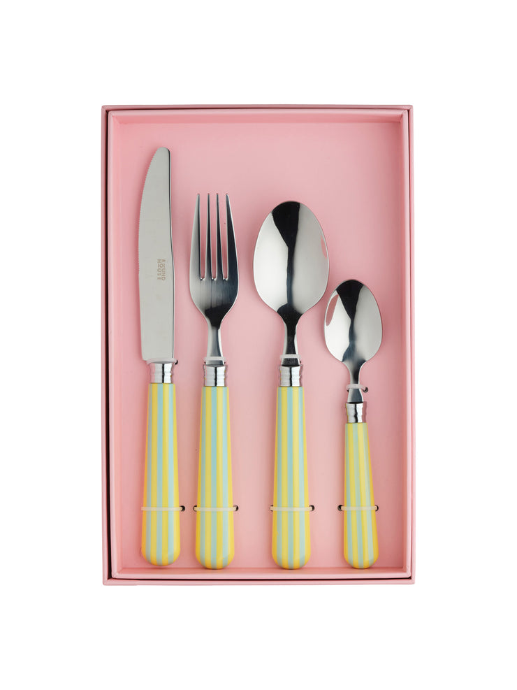 Lemon and blue stripe cutlery set  In The Roundhouse    - Collagerie