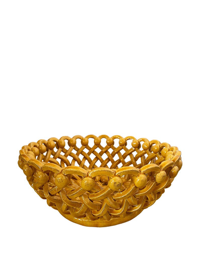 Wicklewood Large ceramic basket in ochre at Collagerie