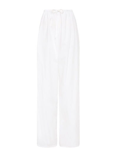 Matteau White drawcord straight leg trouser at Collagerie