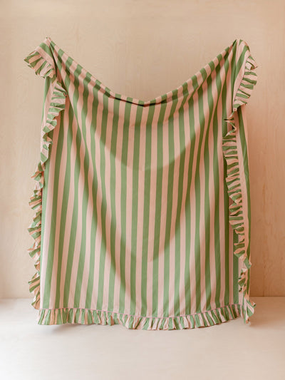 TBCo Cotton duvet cover in green stripe at Collagerie