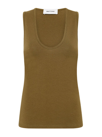 Matteau Olive Deep U tank top at Collagerie