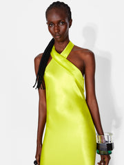 Lime yellow satin Pandora dress