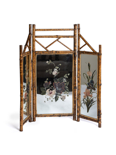 Sharland England Antique freestanding bamboo mirror at Collagerie