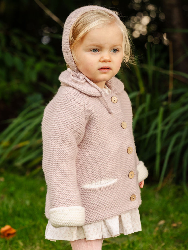 Baby double layered knitted jacket pink