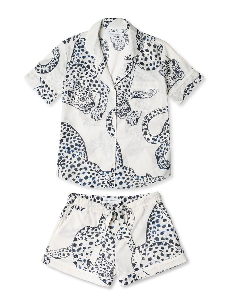 Cream The Jag print short pyjama set