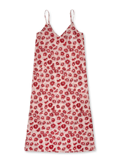 Desmond & Dempsey Pink and red chamomile print slip nightdress at Collagerie