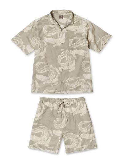 Desmond & Dempsey Men’s Croc print cuban shorts pyjama set at Collagerie